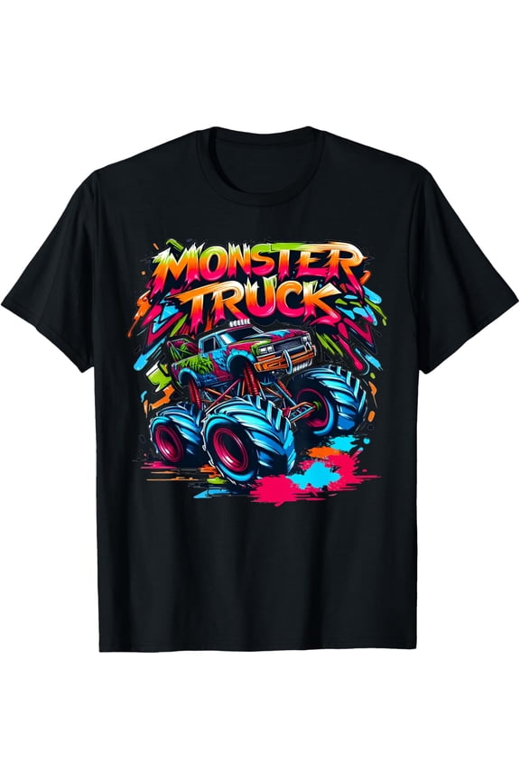 Monster Truck Retro Colorful Graffiti Mens Short Sleeve T-Shirt