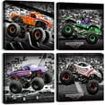 thumbnail image 1 of Monster Truck Room Decor Monster Truck Wall Art Black and White Sports Car Canvas Prints for Boys Bedroom Racing Arena Paintings Pictures Game Garage Posters Modern Artwork Home Decoration 16x16x4, 1 of 6