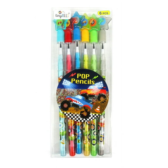 Monster Truck Stackable Point Pencils - Set of 6