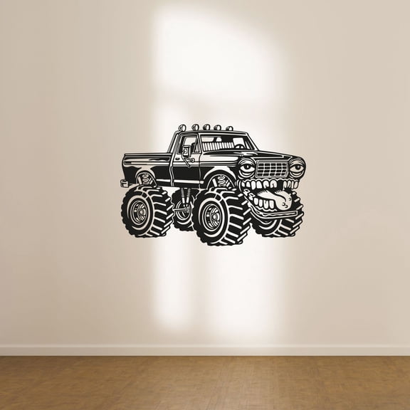 Monster Truck Trucks Rally Toy Car Big Vehicle Wall Sticker Art Decal for Girls Boys Room Bedroom Nursery Kindergarten House Fun Home Decor Stickers Wall Art Vinyl Decoration Size (8x10 inch)