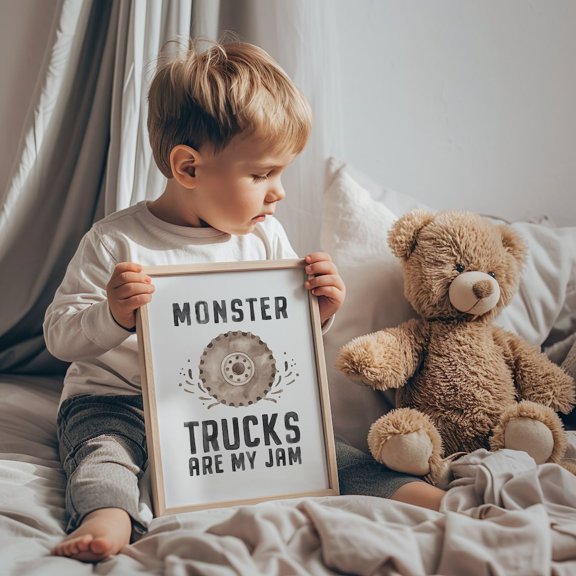 Monster Truck Wheel Boys Room Decor Wall Art