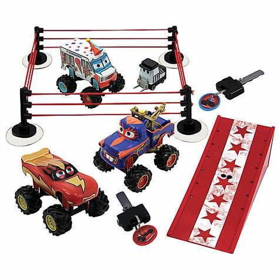 Monster Truck Wrestling Play Set Plastic Cars Tormentor, Frightening McMean & I-Screamer Monster Tru