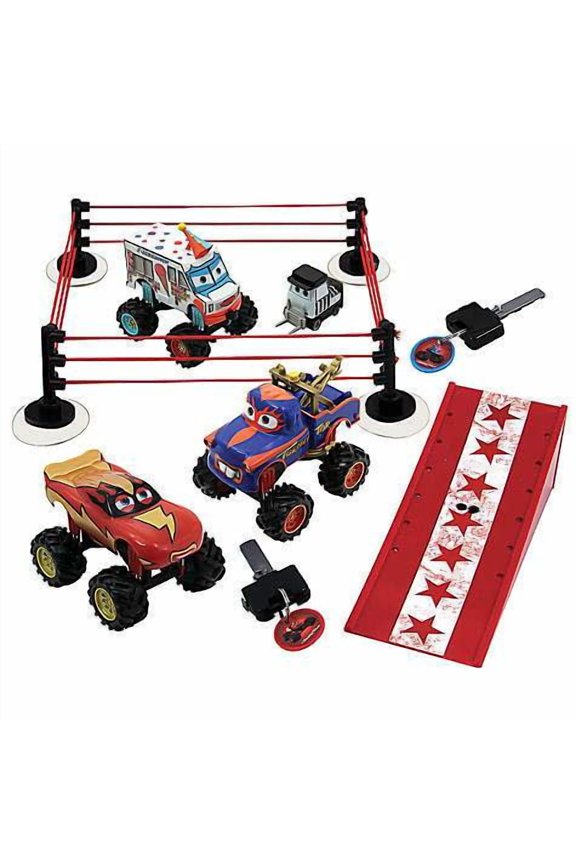 Monster Truck Wrestling Play Set Plastic Cars Tormentor, Frightening McMean & I-Screamer Monster Tru