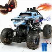 Monster Trucks 1:16 Remote Control Car,2.4 GHz All Terrain Rc Cars Monster RC Trucks,4WD Rock Crawler with LED Lights and Dynamic Music. Spray Monster Trucks for Boys Kids and Adult