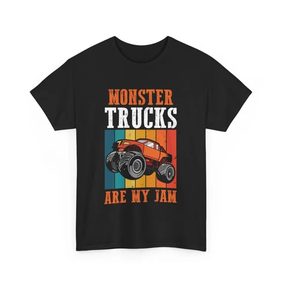 Monster Trucks Are My Jam Retro Graphic Cool Boy Gift Unisex T-Shirt, Size S-5XL