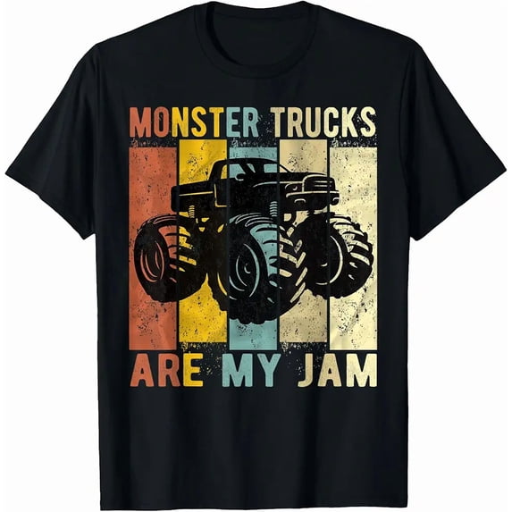 Monster Trucks Are My Jam Vintage Retro Big Truck Fan Distressed Design Unisex T-Shirt, up to size 5XL