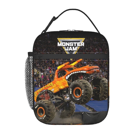 Monster Trucks-Ja-m Reusable Lunch Bag Cooler Tote Bag Adjustable Shoulder Strap Insulated Lunch Box for Office Picnic Beach
