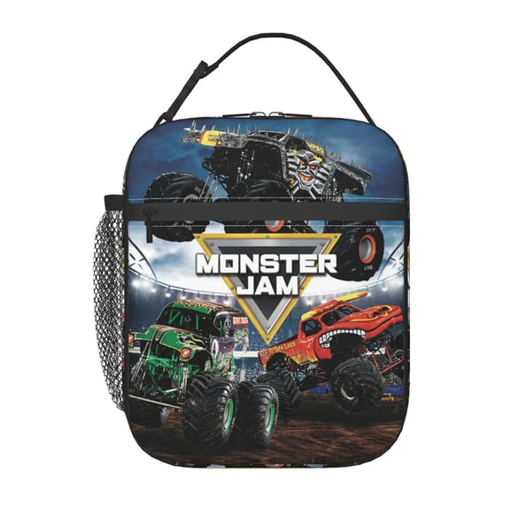 Monster Trucks-Ja-m Reusable Lunch Bag Cooler Tote Bag Adjustable Shoulder Strap Insulated Lunch Box for Office Picnic Beach