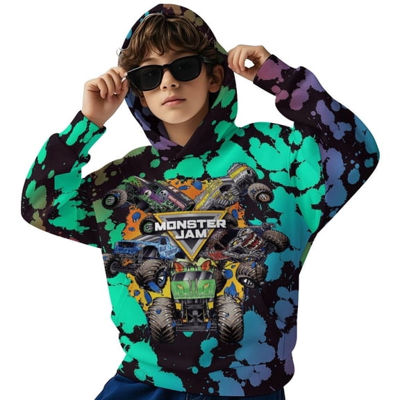 Monster Trucks-Ja-m Youth Hooded Graphic Pullover Hoodies Long Sleeves Sweatshirt Teen