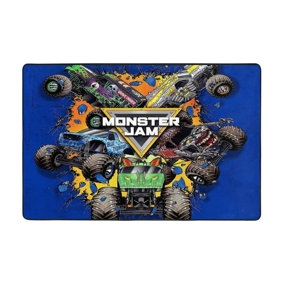 Monster Trucks-Jam Area Rugs 36 x 24 in Washable Cover Floor Mat Memory Foam Carpet Non-Slip Indoor Rug Carpet Bathroom Decor Kitchen Bedroom
