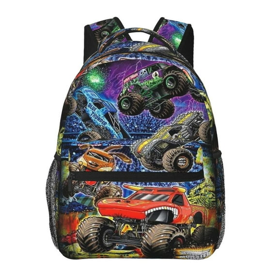 Monster Trucks-Jam Casual Backpacks Lightweight Backpack Shoulder Bag Camping Travel Daypack