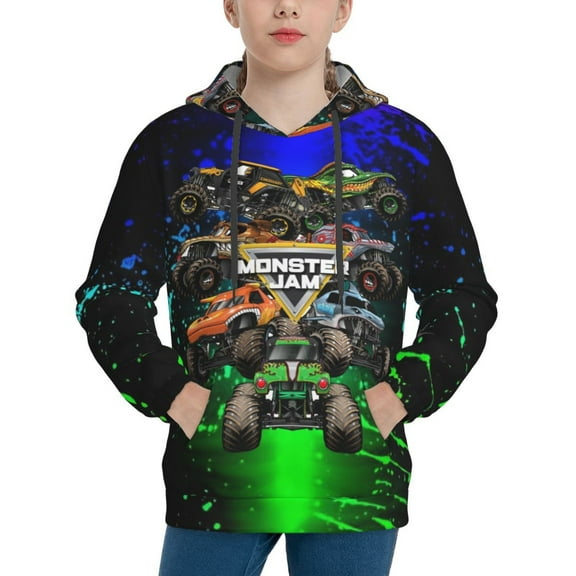 Monster Trucks-Jam Youth Hoodies Sweatshirts Pullover Long Sleeves Hooded Graphic Sweaters