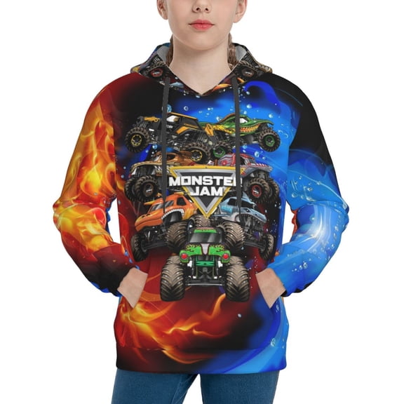 Monster Trucks-Jam Youth Hoodies Sweatshirts Pullover Long Sleeves Hooded Graphic Sweaters