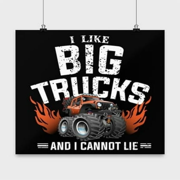 Monster Trucks Wall Art - Mudding Fans - 13x13 Poster Print - Kids Room Decor