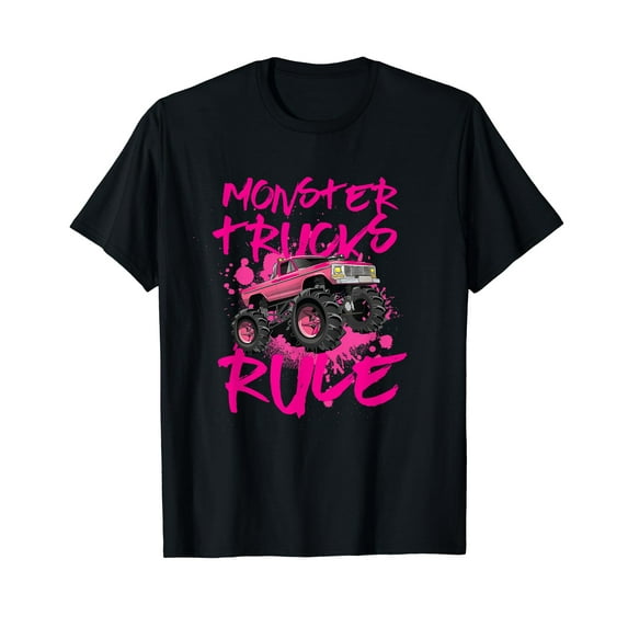 Monster Trucks Rule Pink for girls and boys T-Shirt