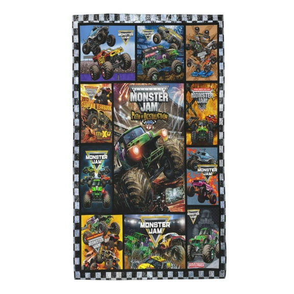 Monster-Trucks Towel Microfiber Towel for Bathroom Outdoor Pool Gifts for Family Friends Colleagues 27.5x16 inches