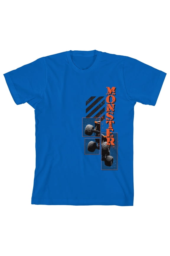 Monster Trucks Youth Royal Blue Short Sleeve Crew Neck Tee-Large