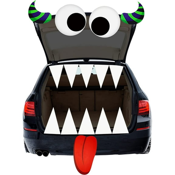 4E's Novelty Monster Trunk or Treat Car Decoration Kit with Huge Eyes Teeth Horns & Tongue for Halloween Dcor