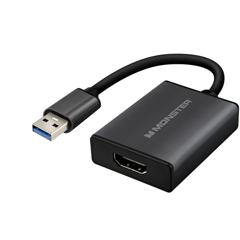 seng Overlevelse jern Monster USB 3.0 To HDMI Adapter, 2K 1080p quality, Link up to a computer -  Walmart.com