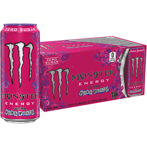 Monster Ultra, Punk Punch, Sugar Free Energy Drink, 15 Pack - 16 Fl Oz