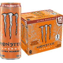 Monster Ultra Sunrise, Sugar Free Energy Drink, 12 fl oz, 6 Pack