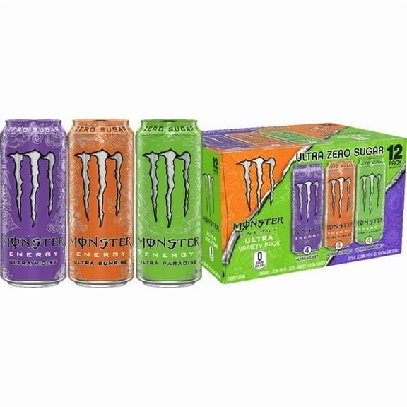 Monster Ultra VP, Sunrise, Violet, Paradise, 12 Count, 16 fl oz (Pack of 2)
