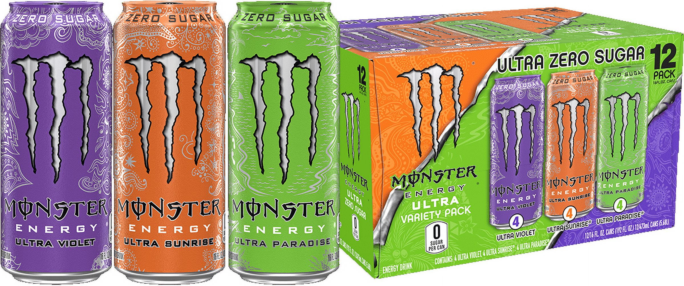 Monster Ultra VP, Sunrise, Violet, Paradise, 12 Count, 16 fl oz