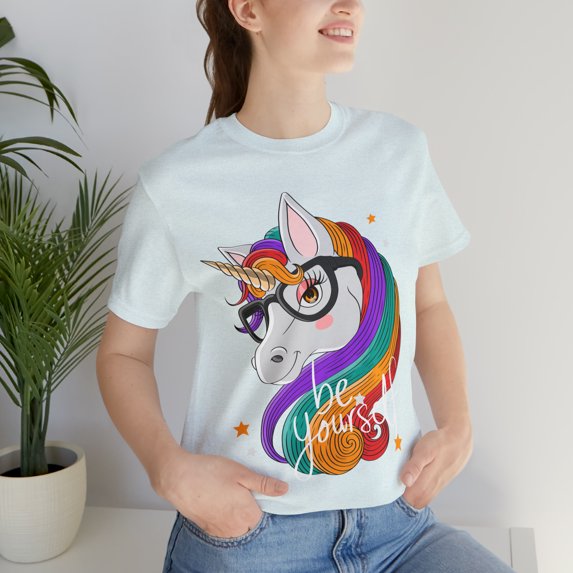 Monster Unicorn Be Yourself Rainbow Mane Shirt bella canvas 3001