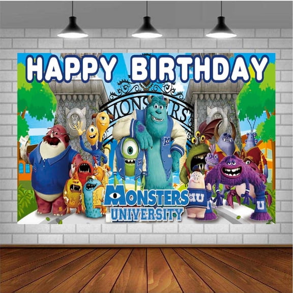 Monster University Banner Poster Wall Decor Birthday Backdrop Background Party Supplies Taspestry