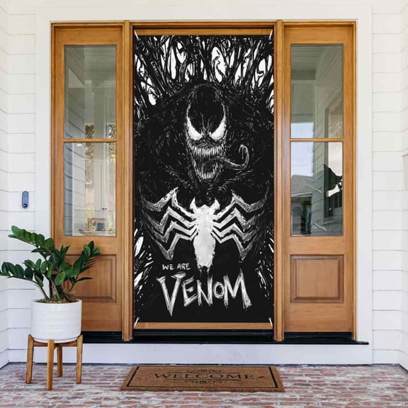 Monster Venom Door Cover Decorations Door Banner Porch Sign Banner For Indoor Outdoor Wall Home Party Supplies 72.8 x 35.4 Inch