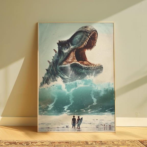 Monster Wall Art, Beach House Surreal Poster, Unframed Paper Poster 24x36in