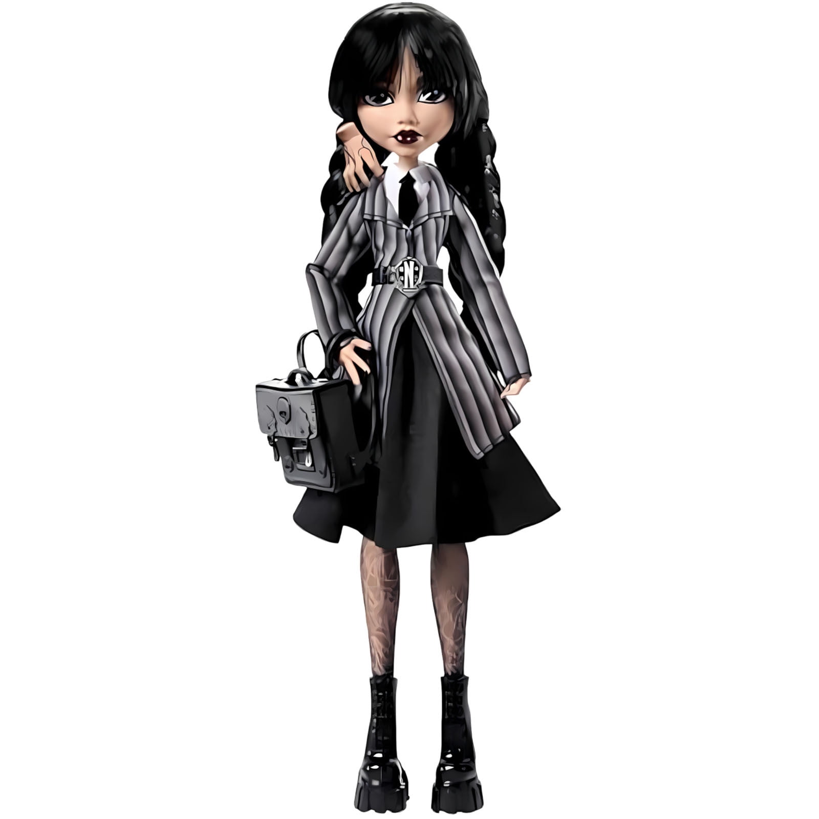 Monster Wednesday Doll and Accessories, Addams Family Dolls Collectible in Academy Uniform and Backpack, Christmas Unique Gift