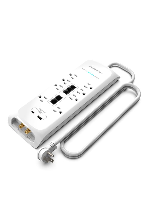 White Heavy Duty 8 Outlet Surge Protector with USB-A & USB-C, 1 Count