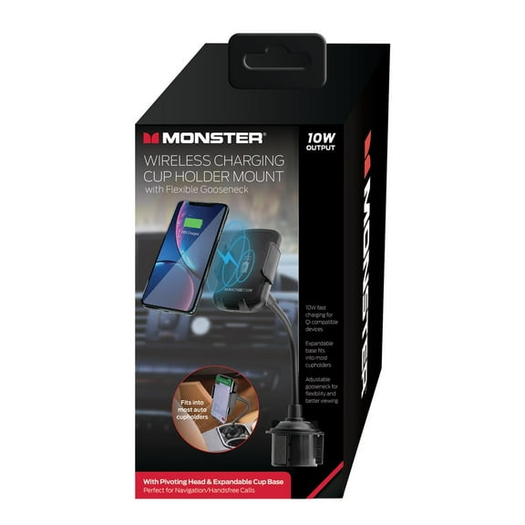 Monster Wireless 10W QI-Enabled Charging Cupholder Universal Smartphone Mount
