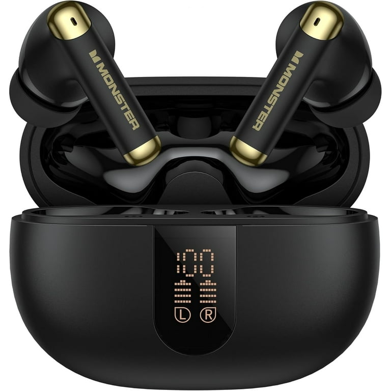 Monster Bluetooth Wireless Earbuds, Noise-Cancelling Mic, LED