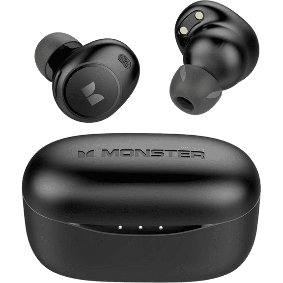 Monster Wireless Earbuds, Wireless Headphones with 4 Mics, Bluetooth 5.3 in-Ear Headphones, Clear Call, Touch Control, Type-C Charging Case, Bluetooth Earbuds, Black