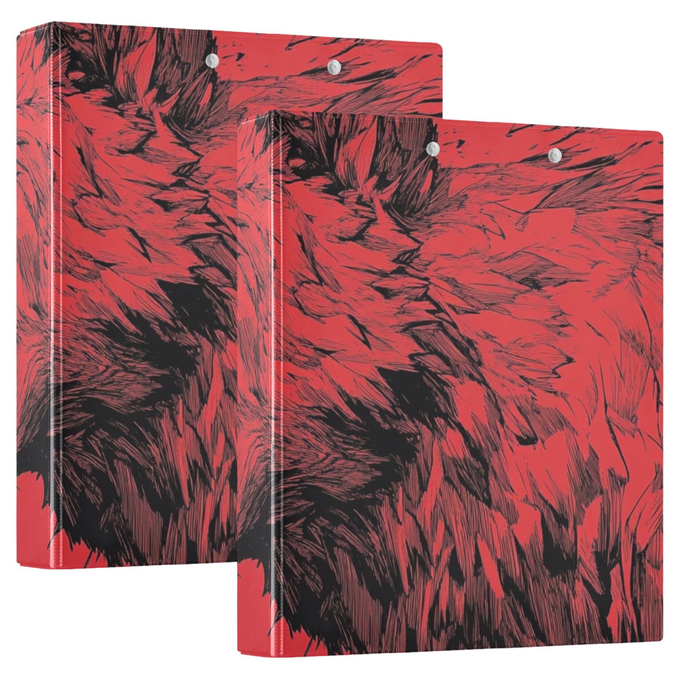 Monster Wolf 3 Ring Binders 1.5 inch Hardcover File Folders with Interior Pockets A4 Size Organizer for School Office Hospital