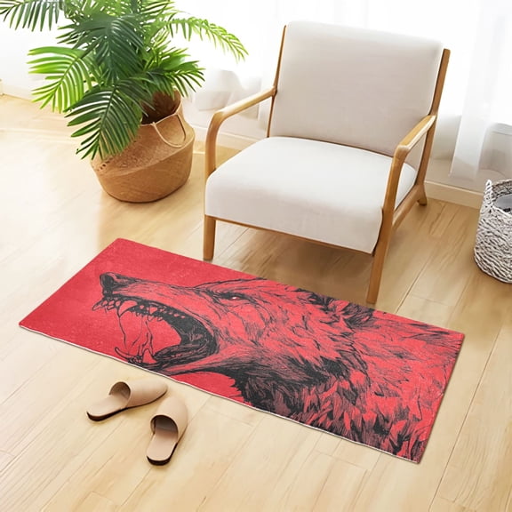 Monster Wolf Bathroom Rug 39x20 Non Slip Quick Dry Washable Bathroom Mats for Bedroom Living Room Kitchen