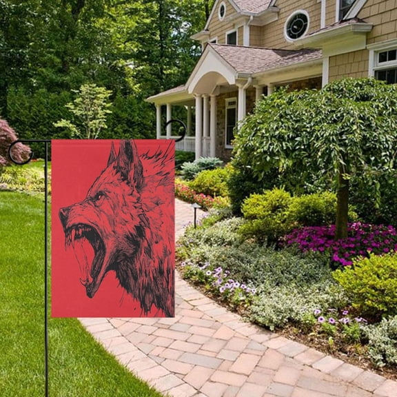 Monster Wolf Garden Flag Double Sided 12 x 18 Inch Outside Yard Decoration Outdoor Flag