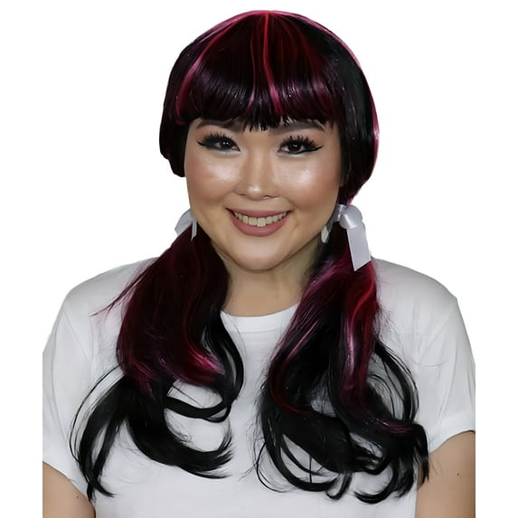 Monster Womens Wig | Black Pink Cosplay Halloween Wig | Premium Breathable Capless Cap