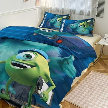 Monster at Work Anime Cartoon Duvet Cover Queen, 3 Pieces Bed Set Cute Bedding Sets All Seasons, 1 Comforter Cover 2 Pillowcases, Soft Breathable for Girls Kids Teen Toddler Dorm Preppy