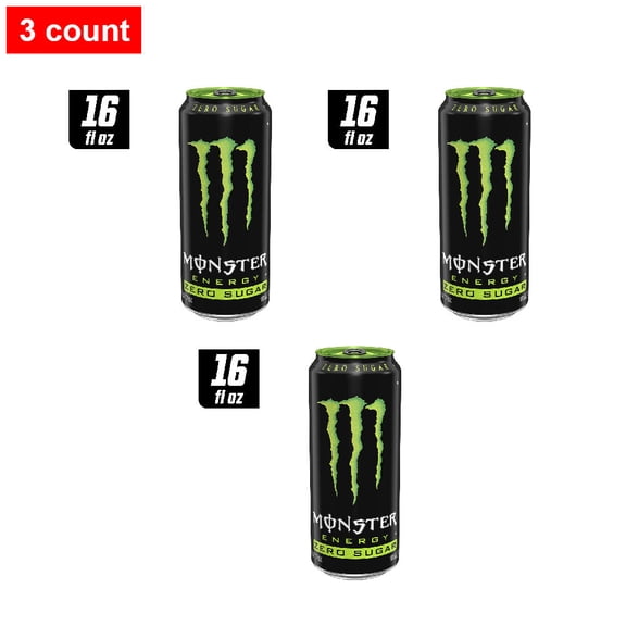 Monster Zero Sugar Energy Drink Can 16 fl oz - 3 count