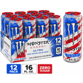 thumbnail image 1 of Monster Zero Sugar Ultra Red White & Blue Razz Energy Drink, Blue Raspberry, 16 fl oz Cans, 12 Cans, 1 of 7