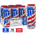 thumbnail image 1 of Monster Zero Sugar Ultra Red White & Blue Razz Energy Drink, Blue Raspberry, 16 fl oz Cans, 6 Cans, 1 of 7