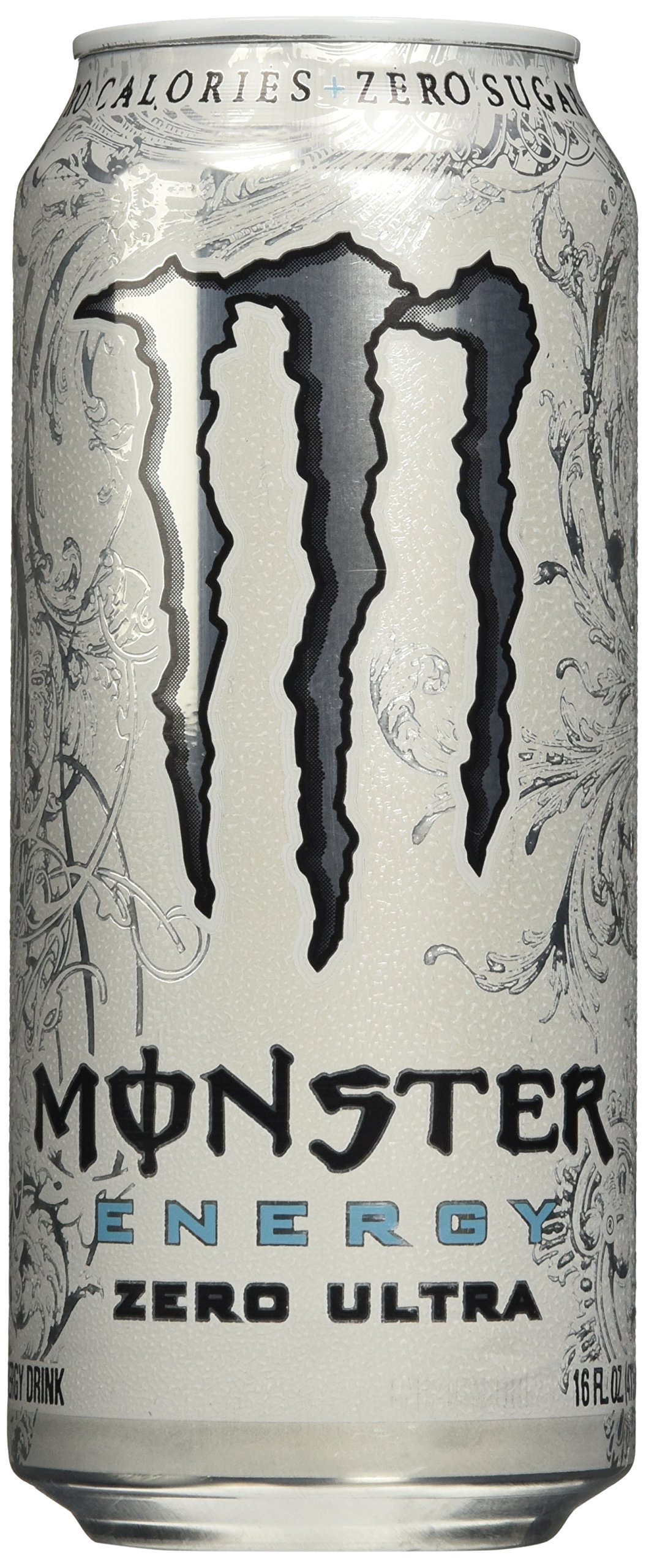 Monster Zero Ultra Less Sweet, LighterTasting Energy Drink, Carbonated, Zero Calories, 16Oz