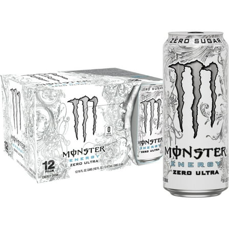 Monster Energy, Zero Ultra, Sugar Free Energy Drink, 12 Pack - 16 Fl Oz