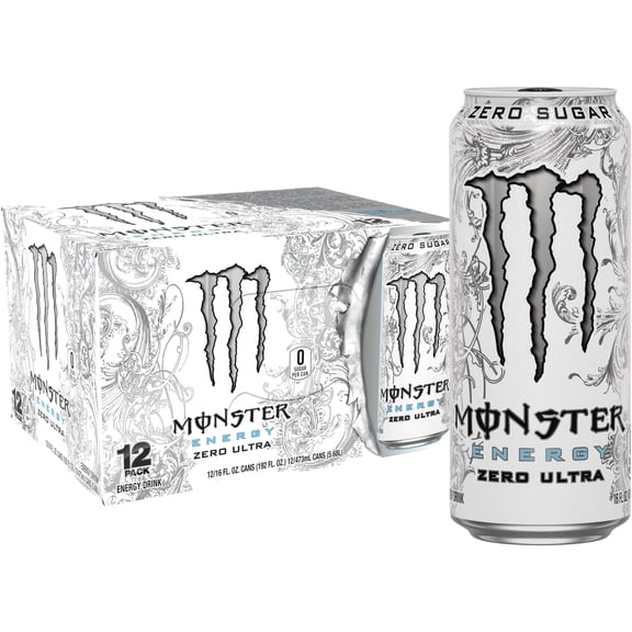 Monster Energy, Zero Ultra, Sugar Free Energy Drink, 12 Pack - 16 Fl Oz
