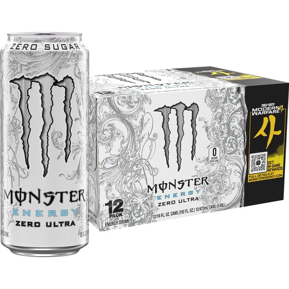 Monster Energy, Zero Ultra, Sugar Free Energy Drink, 12 Pack - 16 Fl Oz
