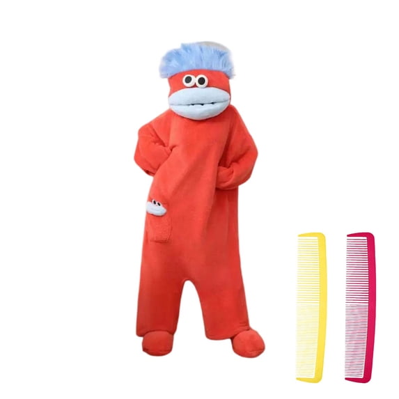 Monster with Hair and Comb Onesie Adult Funny Cute Big Mouth Monster Sleeping Bag Birthday Gift for Women