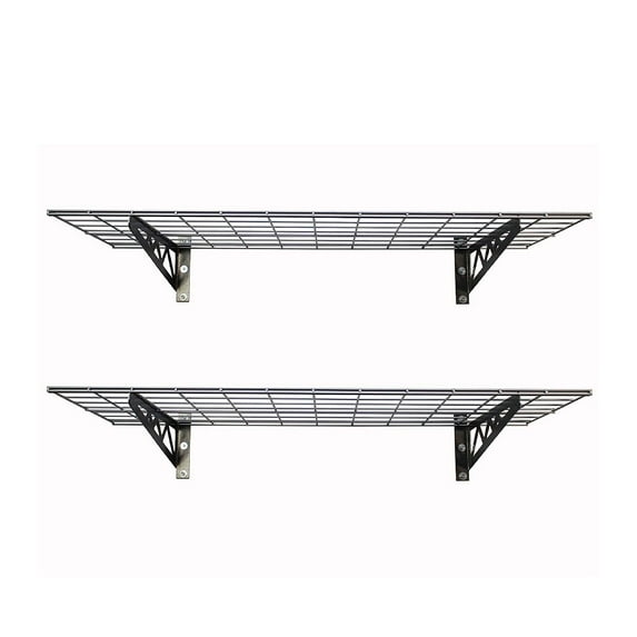 MonsterRAX Gray 24"x48" Steel Wall-Mounted Shelf 250-pound Capacity (Set of 2)